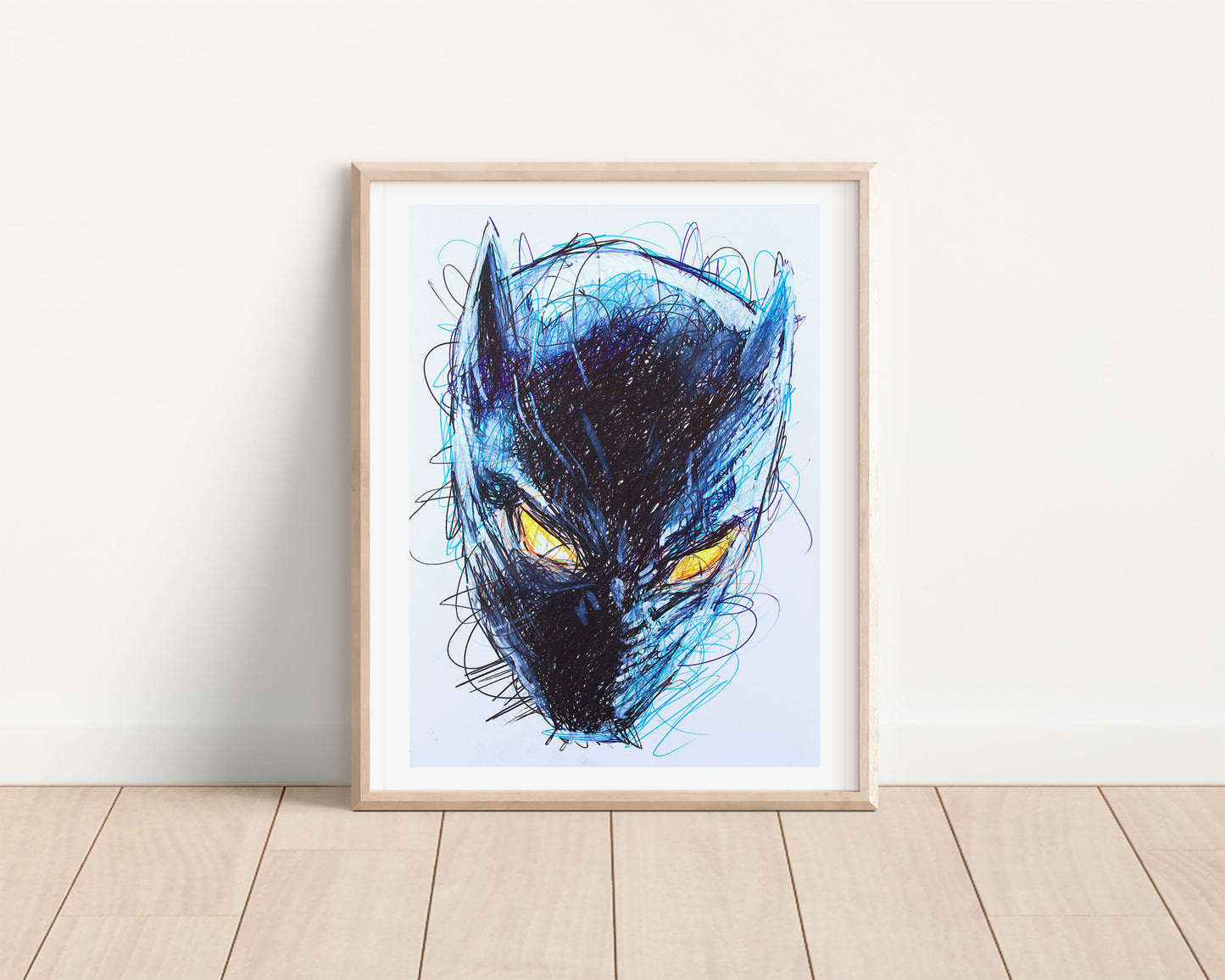 Black Panther Ballpoint Pen Scribble Art Print