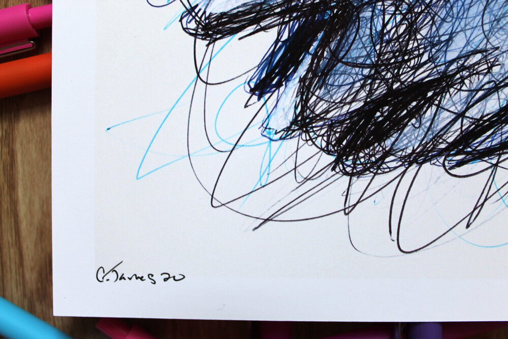 Blooper Ballpoint Pen Scribble Art Print-Cody James by Cody