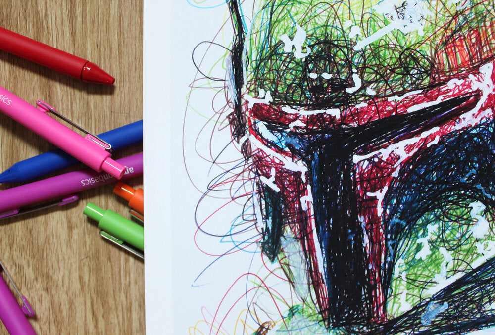 Boba Fett Ballpoint Pen Scribble Art Print-Cody James by Cody