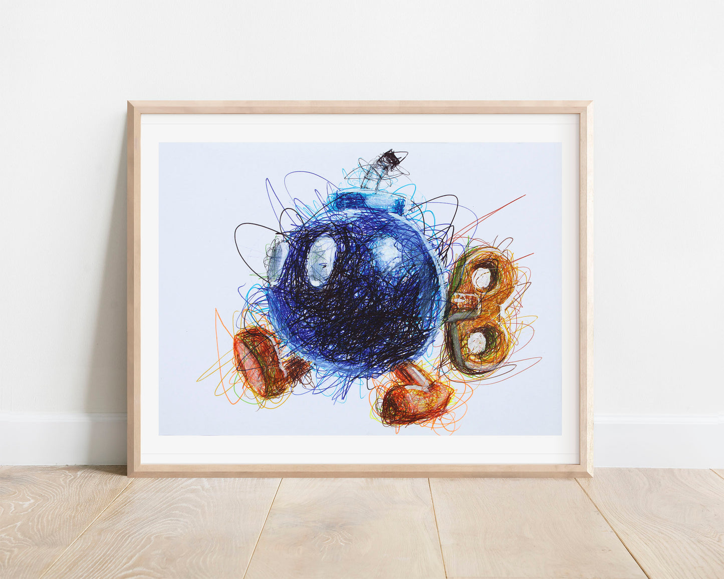 Bob-Omb Ballpoint Pen Scribble Art Print
