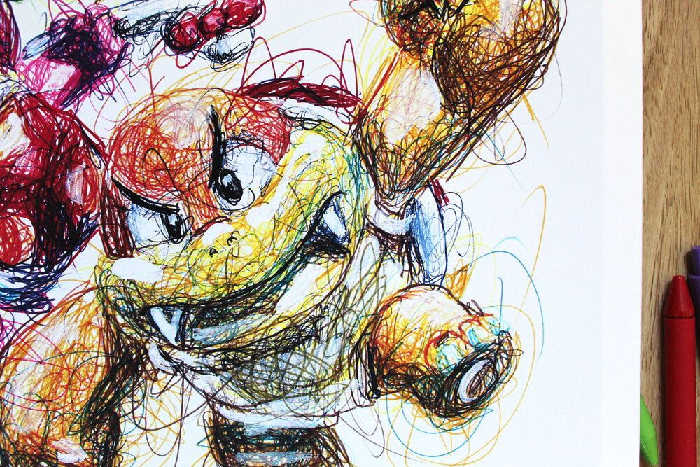 Boom Boom and Pom Pom Ballpoint Pen Scribble Art Print-Cody James by Cody