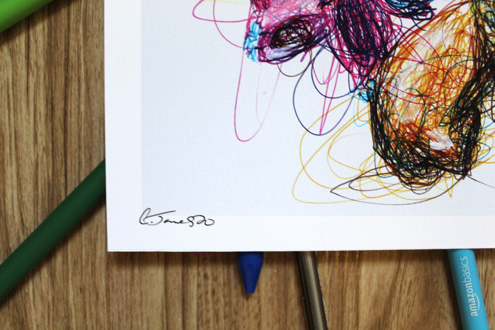 Boom Boom and Pom Pom Ballpoint Pen Scribble Art Print-Cody James by Cody