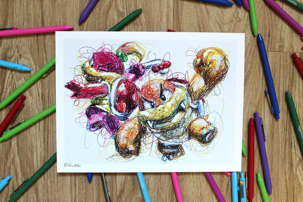 Boom Boom and Pom Pom Ballpoint Pen Scribble Art Print-Cody James by Cody