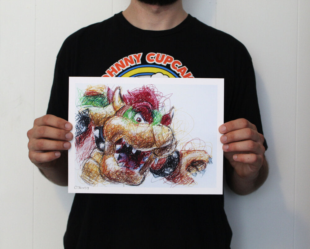 Bowser Ballpoint Pen Scribble Art Print-Cody James by Cody
