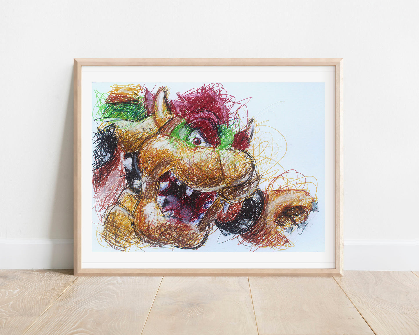 Bowser Ballpoint Pen Scribble Art Print