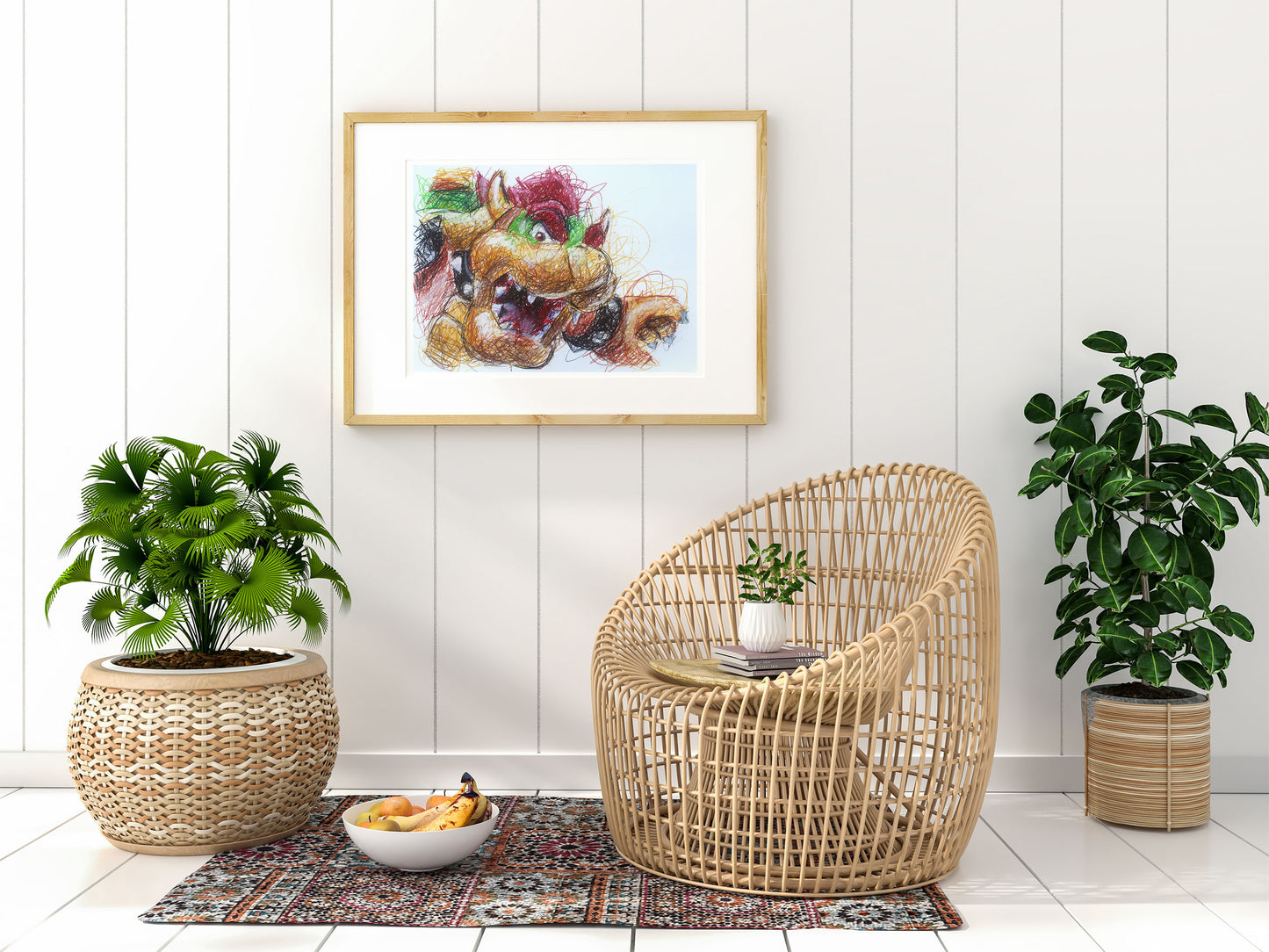 Bowser Ballpoint Pen Scribble Art Print