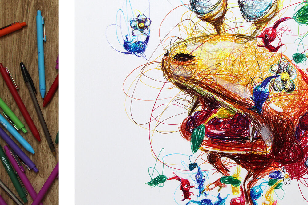 Bulborb Ballpoint Pen Scribble Art Print-Cody James by Cody