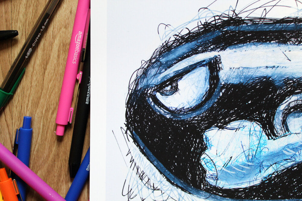 Bullet Bill Ballpoint Pen Scribble Art Print-Cody James by Cody