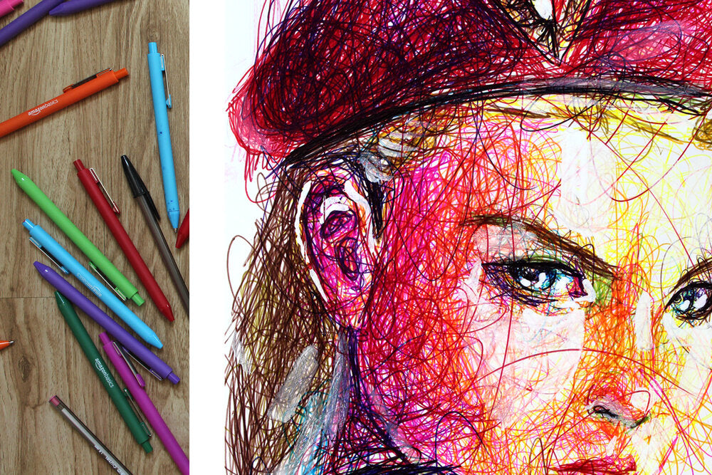 Cammy Ballpoint Pen Scribble Art Print-Cody James by Cody