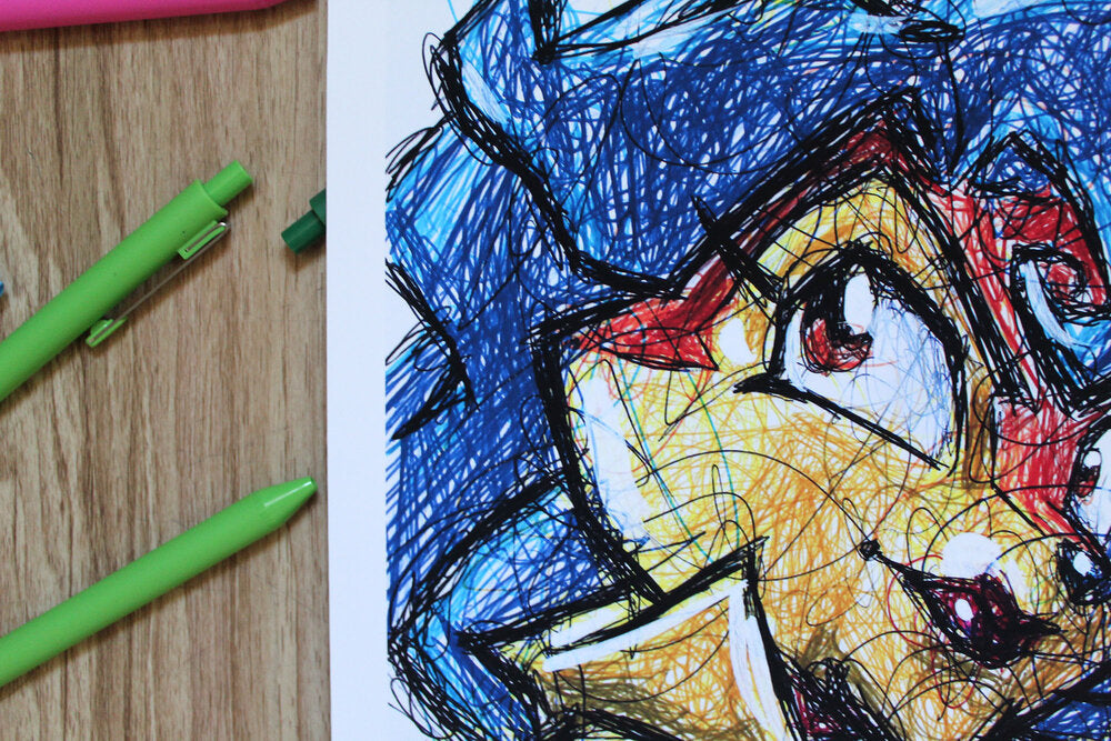 Carmelita Ballpoint Pen Scribble Art Print-Cody James by Cody