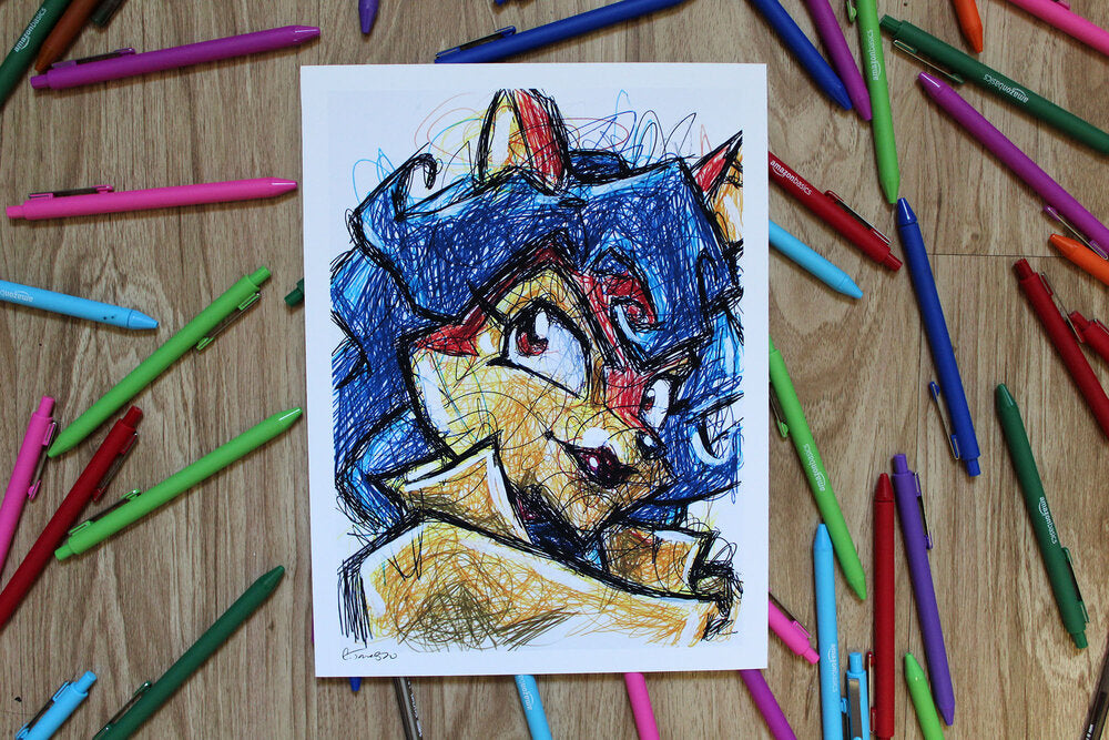 Carmelita Ballpoint Pen Scribble Art Print-Cody James by Cody