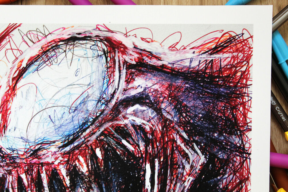 Carnage Ballpoint Pen Scribble Art Print-Cody James by Cody