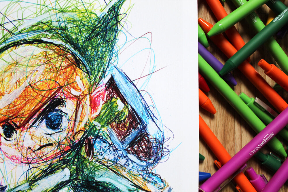 Cartoon Link Ballpoint Pen Scribble Art Print-Cody James by Cody