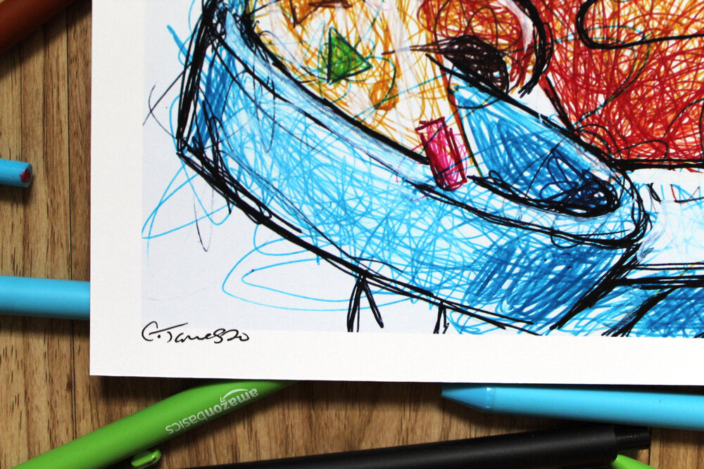 Chef Kawasaki Ballpoint Pen Scribble Art Print-Cody James by Cody
