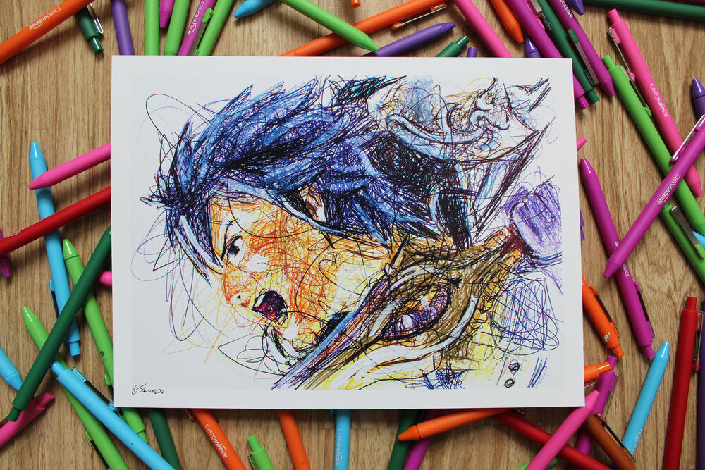 Chrom Ballpoint Pen Scribble Art Print-Cody James by Cody