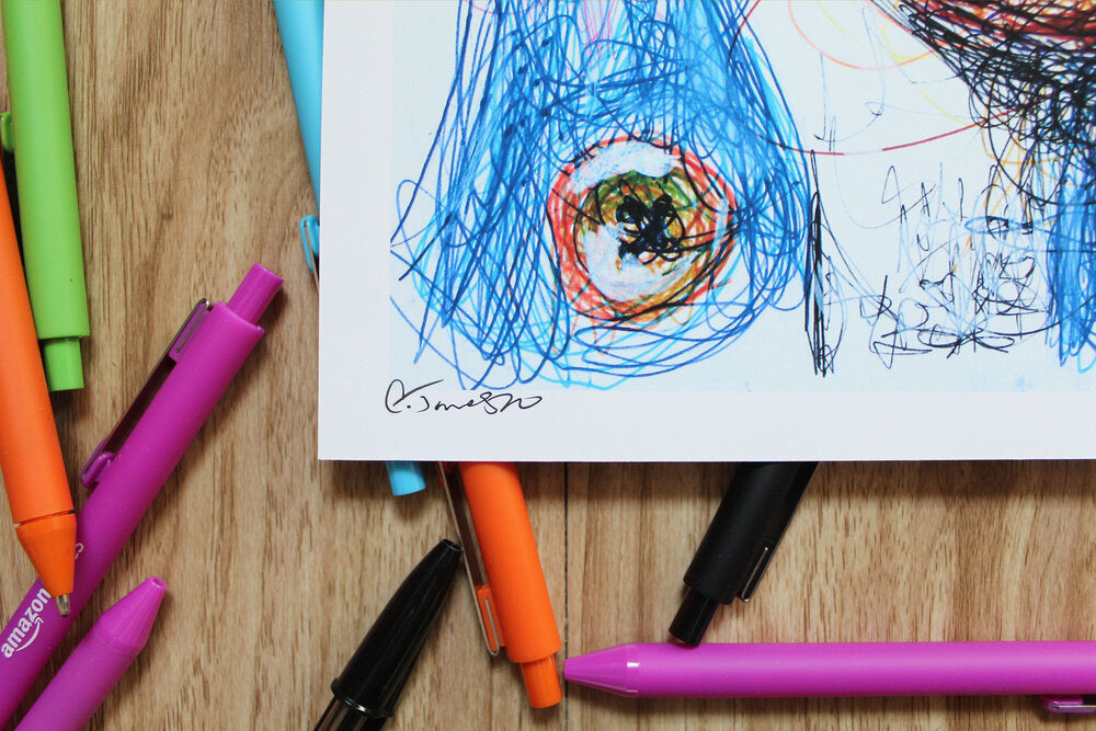 Chunky Kong Ballpoint Pen Scribble Art Print-Cody James by Cody