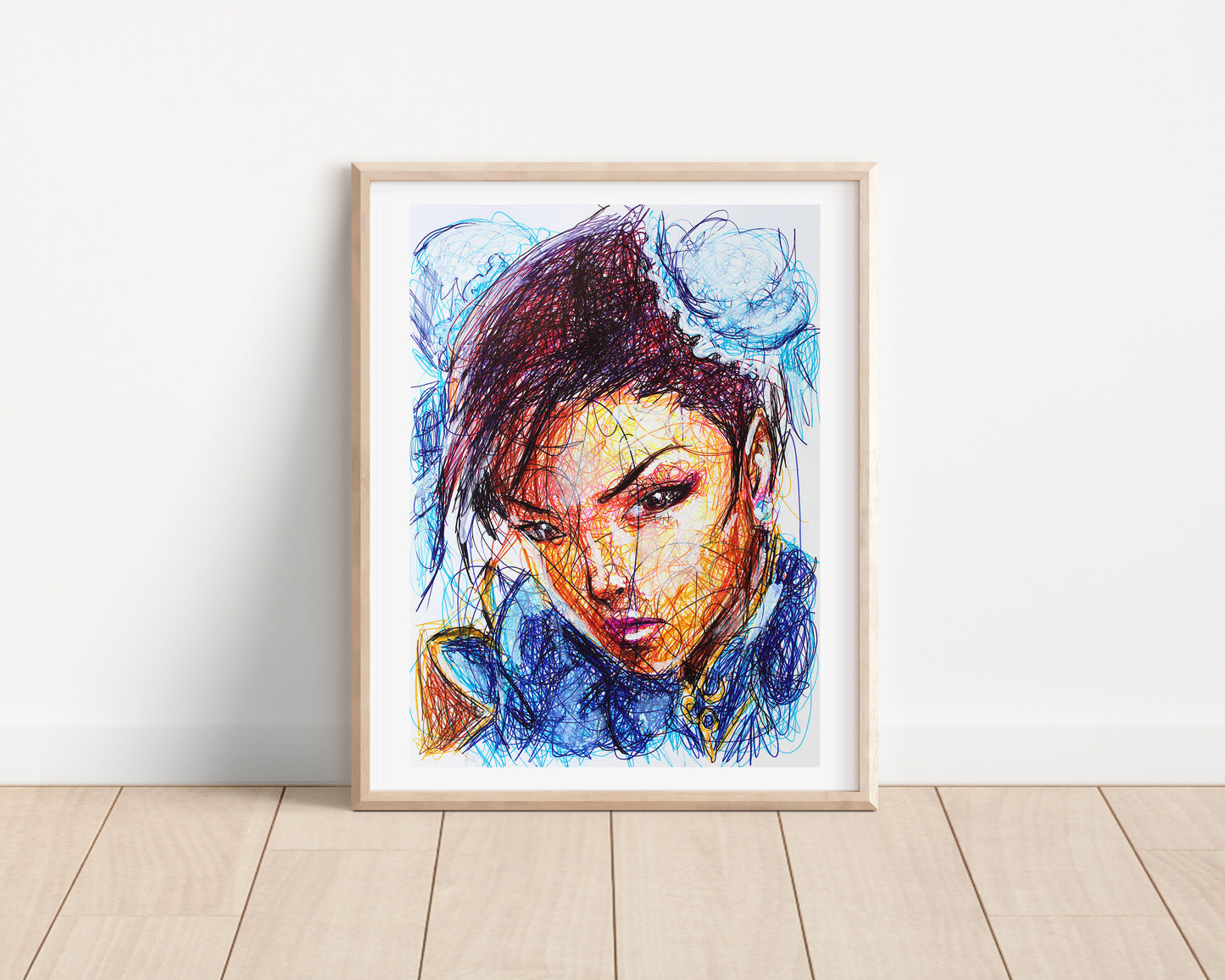 Chun-Li Ballpoint Pen Scribble Art Print