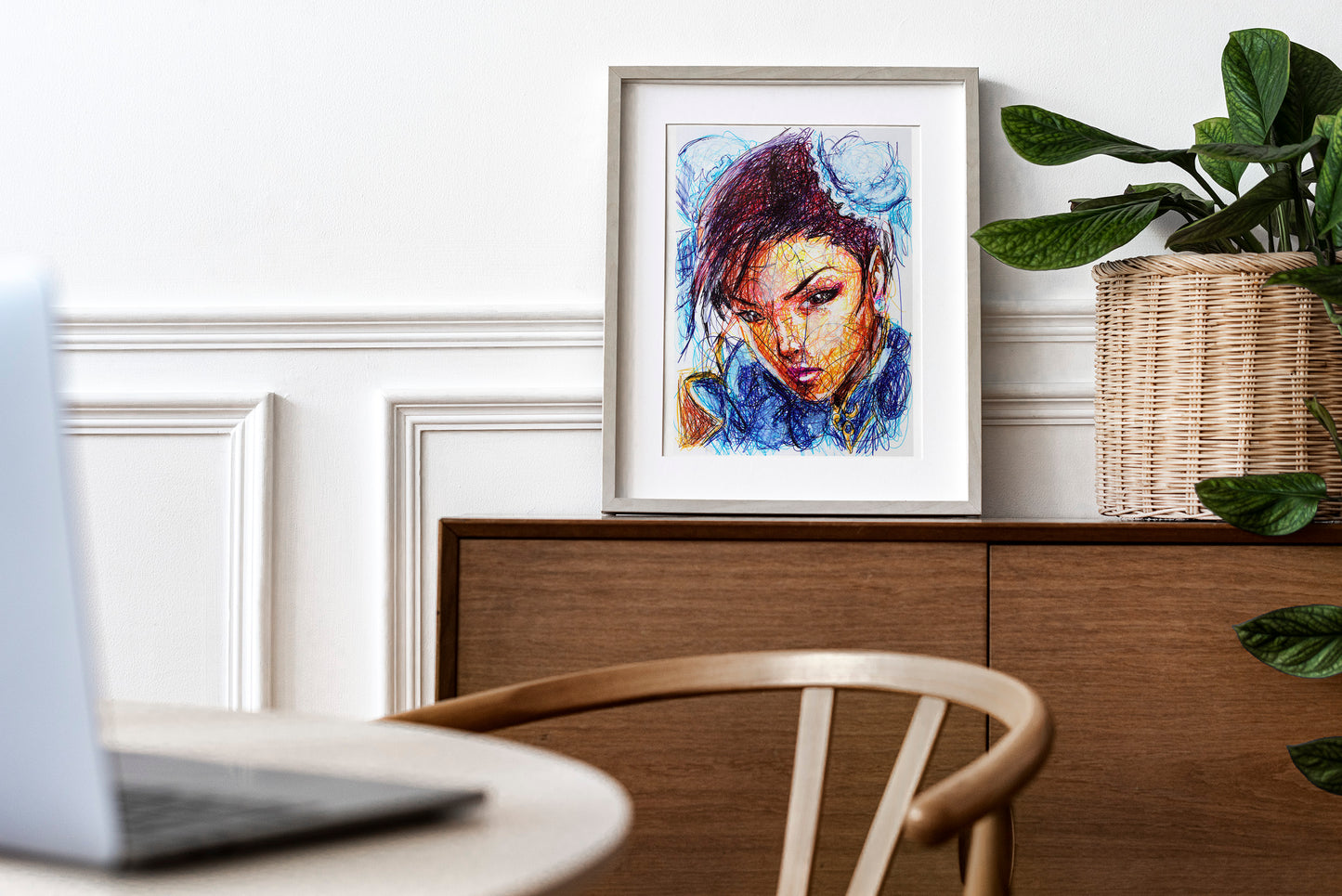 Chun-Li Ballpoint Pen Scribble Art Print
