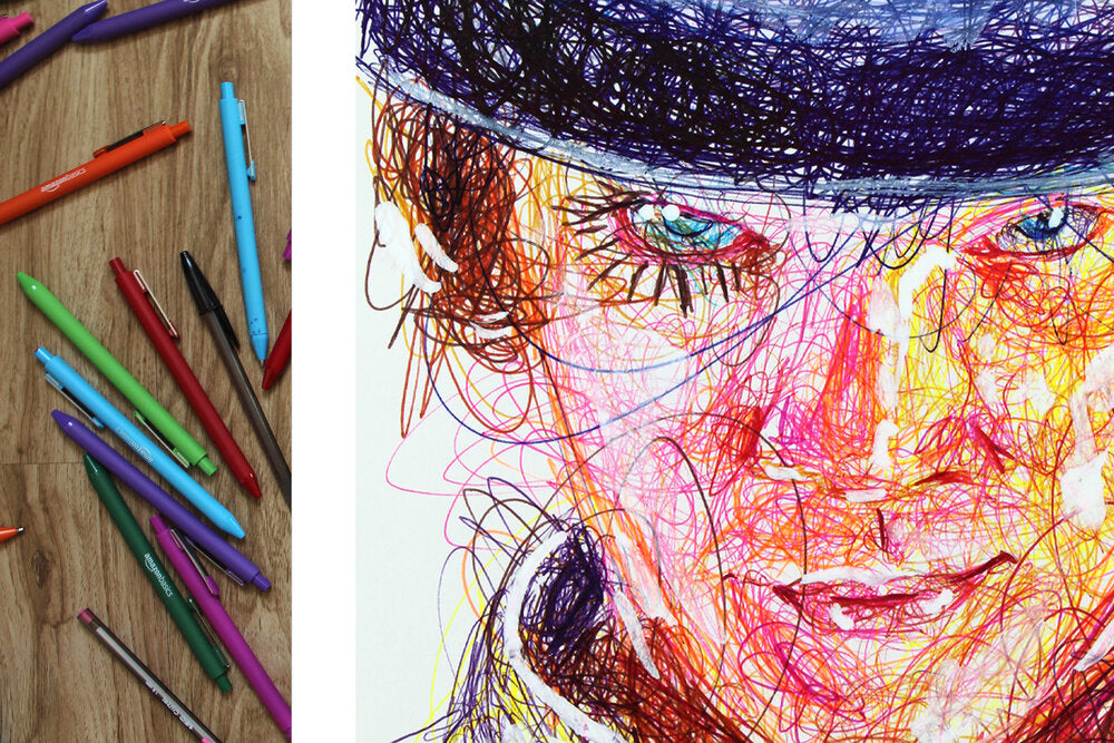 Clockwork Orange Ballpoint Pen Scribble Art Print-Cody James by Cody