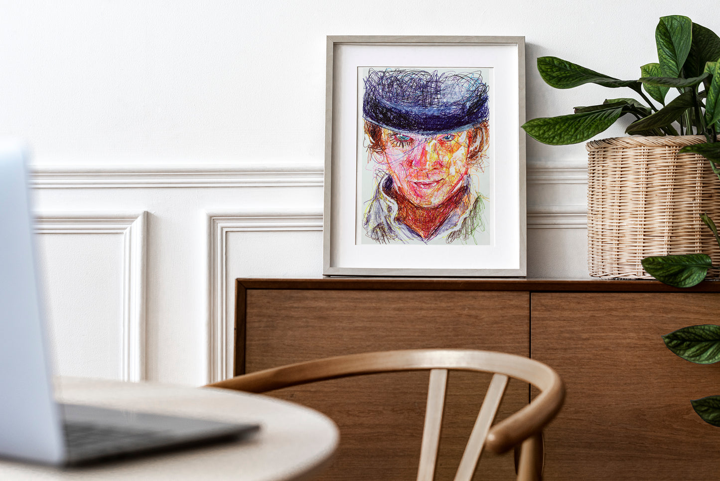 Clockwork Orange Ballpoint Pen Scribble Art Print