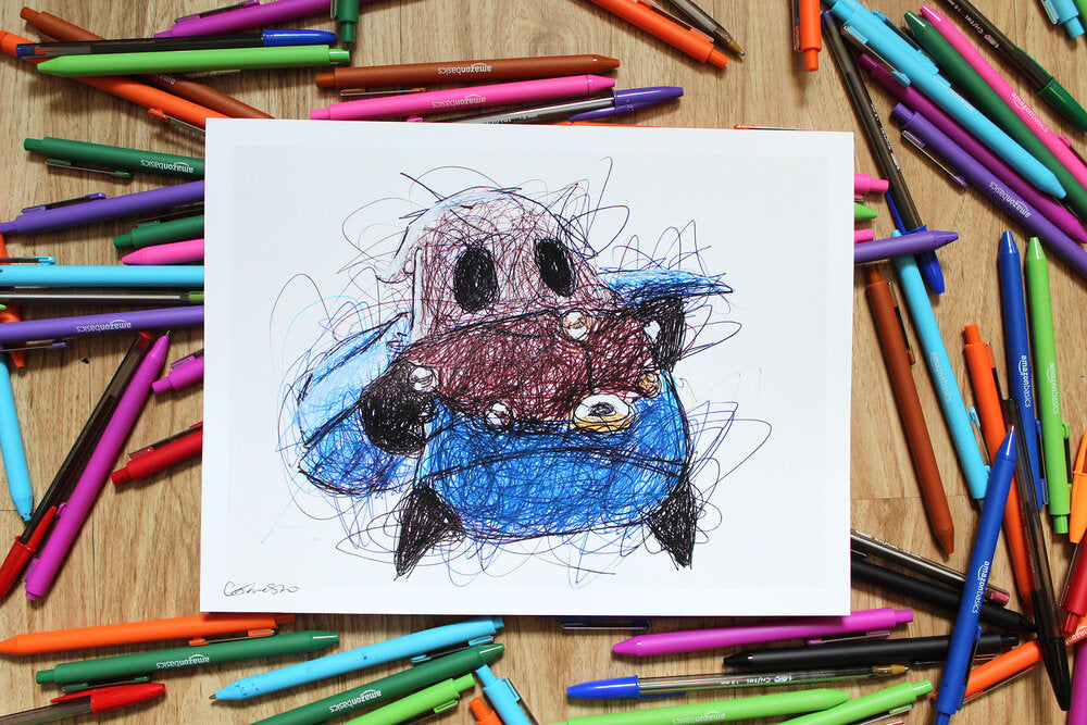 Cloth Ballpoint Pen Scribble Art Print-Cody James by Cody