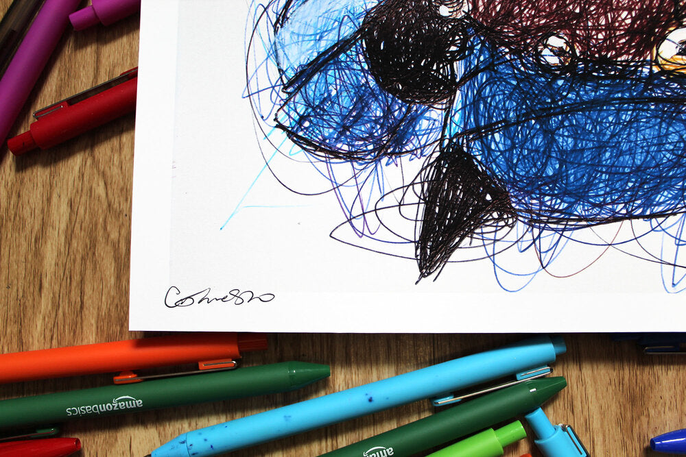 Cloth Ballpoint Pen Scribble Art Print-Cody James by Cody