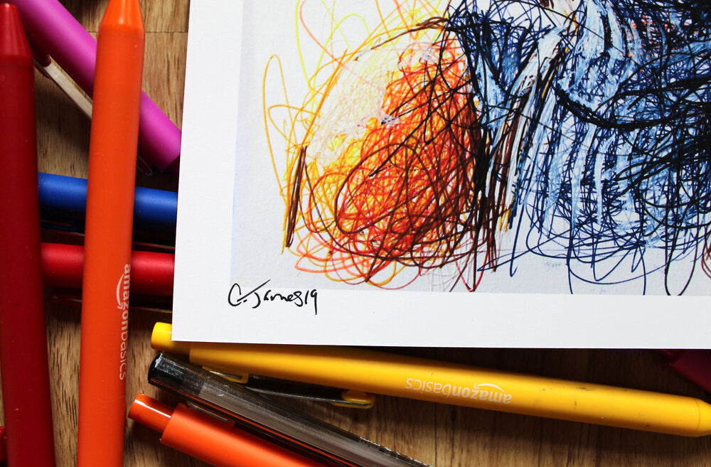 Cloud Strife Ballpoint Pen Scribble Art Print-Cody James by Cody