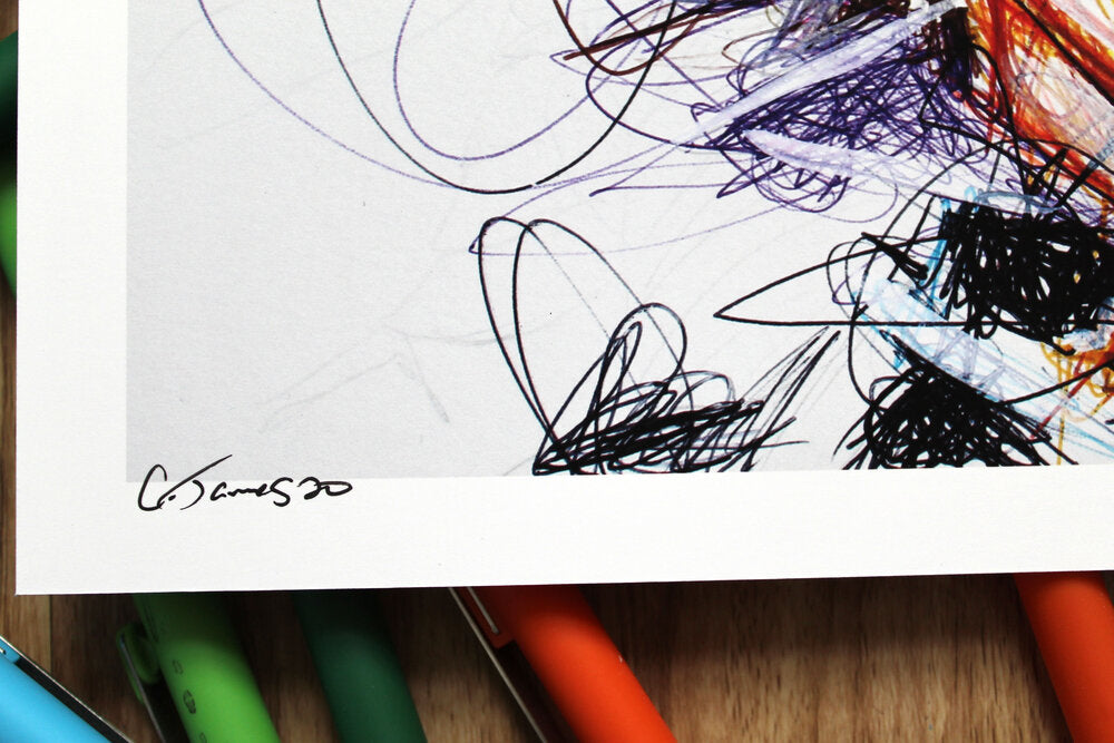 Corrin Ballpoint Pen Scribble Art Print-Cody James by Cody