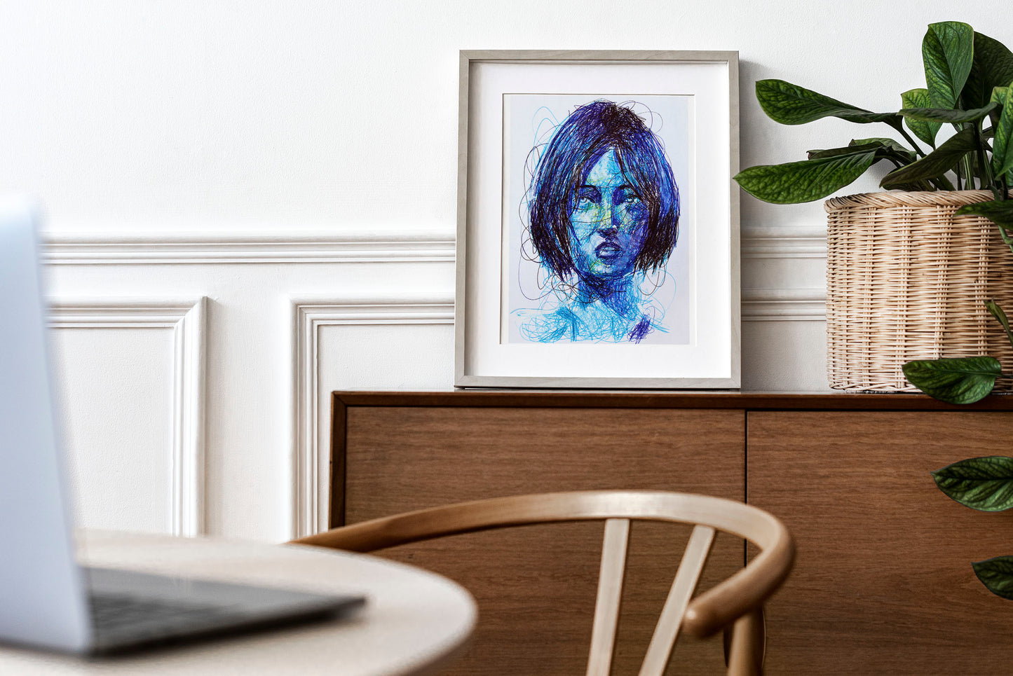 Cortana Ballpoint Pen Scribble Art Print
