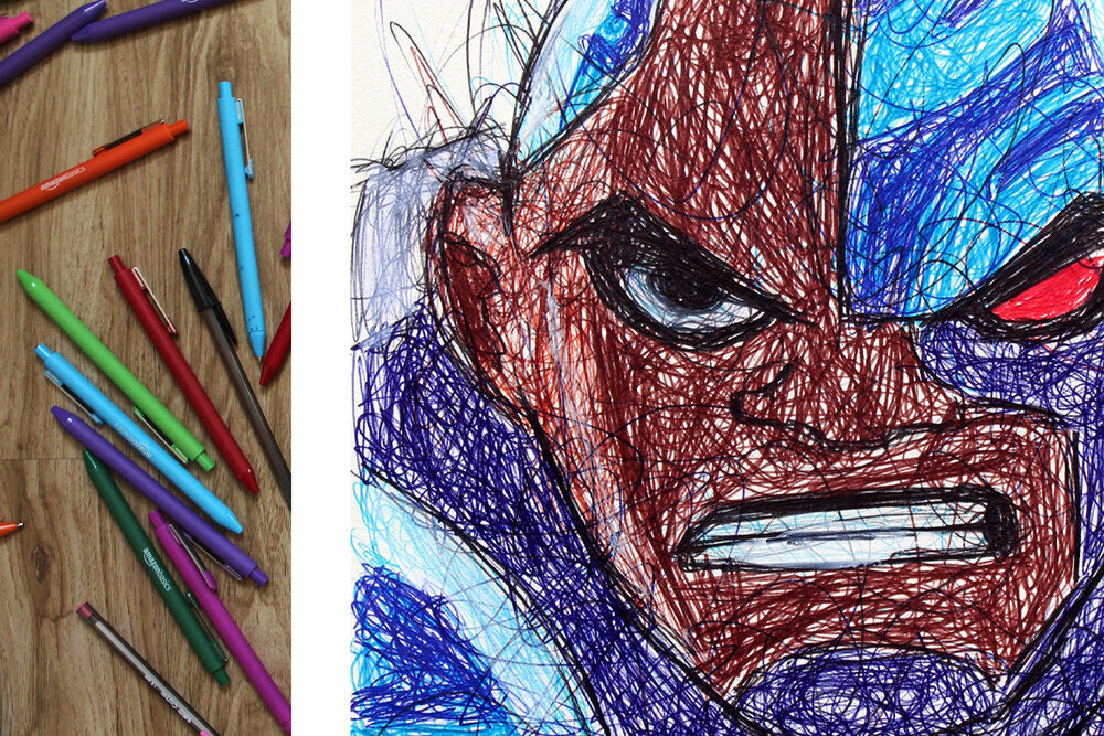 Cyborg Ballpoint Pen Scribble Art Print-Cody James by Cody