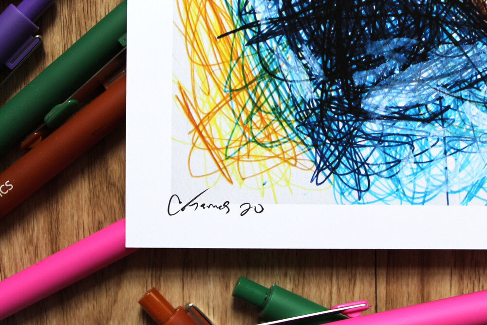 Cyclops Ballpoint Pen Scribble Art Print-Cody James by Cody