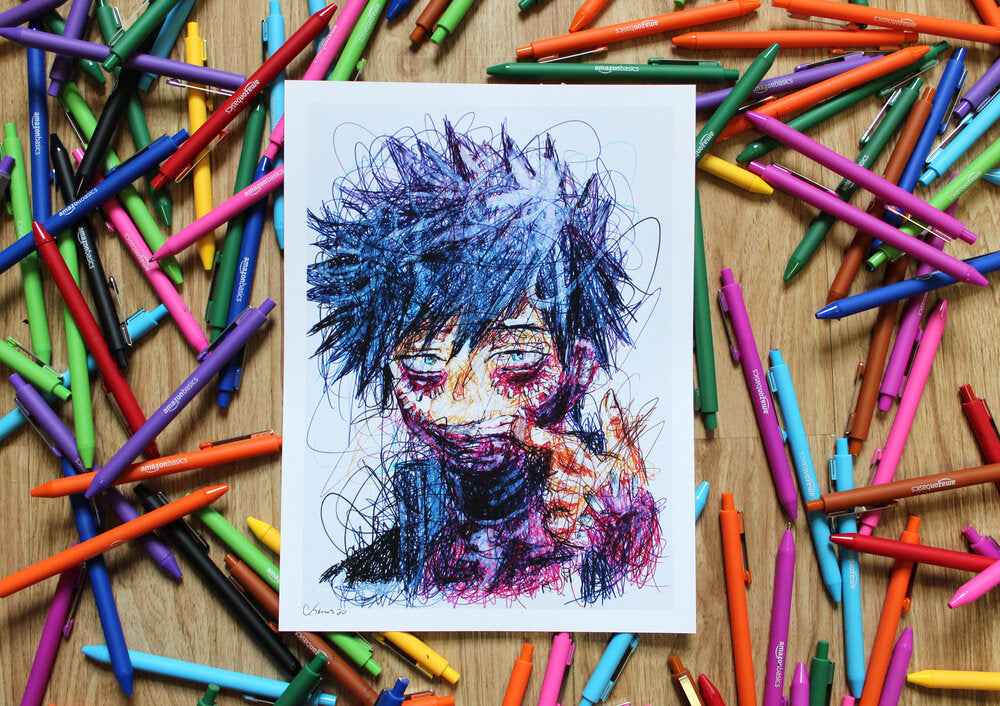 Dabi Ballpoint Pen Scribble Art Print-Cody James by Cody