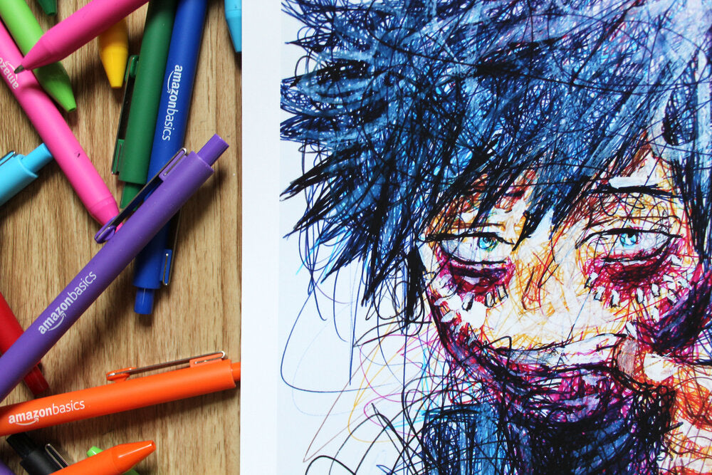Dabi Ballpoint Pen Scribble Art Print-Cody James by Cody