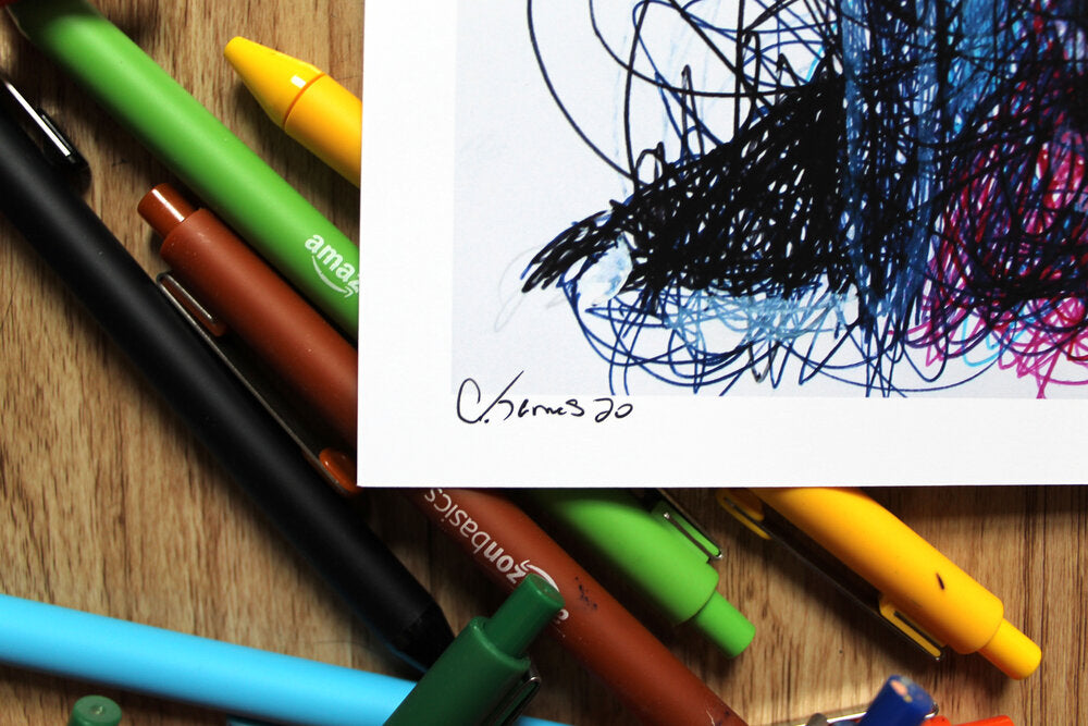 Dabi Ballpoint Pen Scribble Art Print-Cody James by Cody