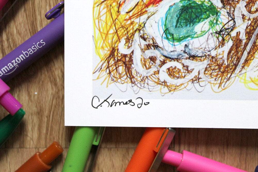 Daisy Ballpoint Pen Scribble Art Print-Cody James by Cody