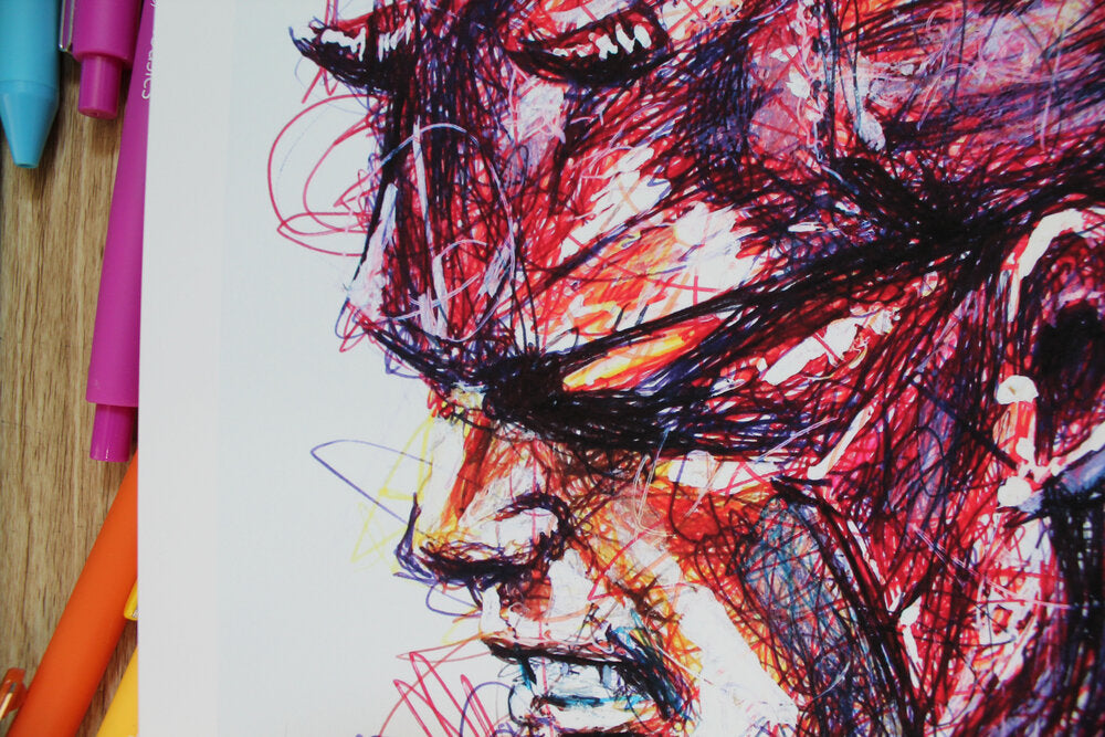 Dare Devil Ballpoint Pen Scribble Art Print-Cody James by Cody