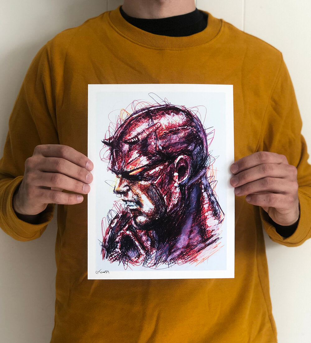 Dare Devil Ballpoint Pen Scribble Art Print-Cody James by Cody
