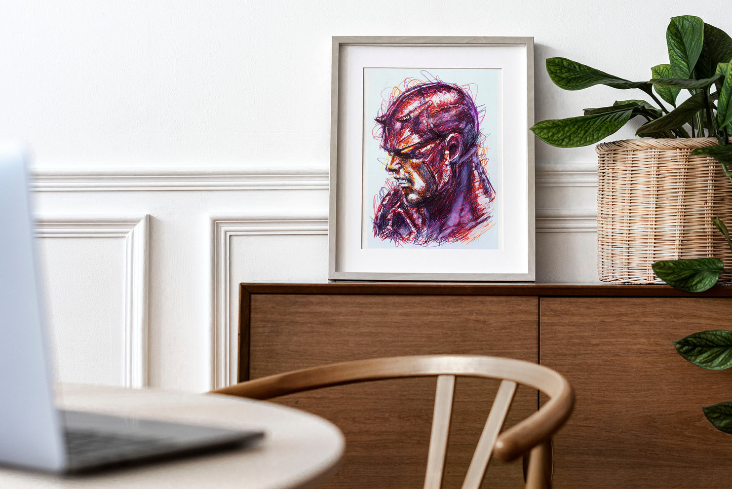 Dare Devil Ballpoint Pen Scribble Art Print