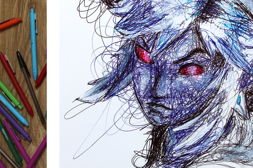 Dark Link Ballpoint Pen Scribble Art Print-Cody James by Cody