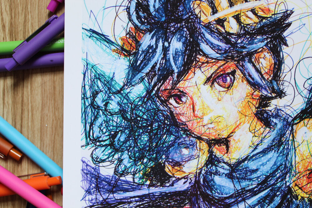 Dark Pit Ballpoint Pen Scribble Art Print-Cody James by Cody