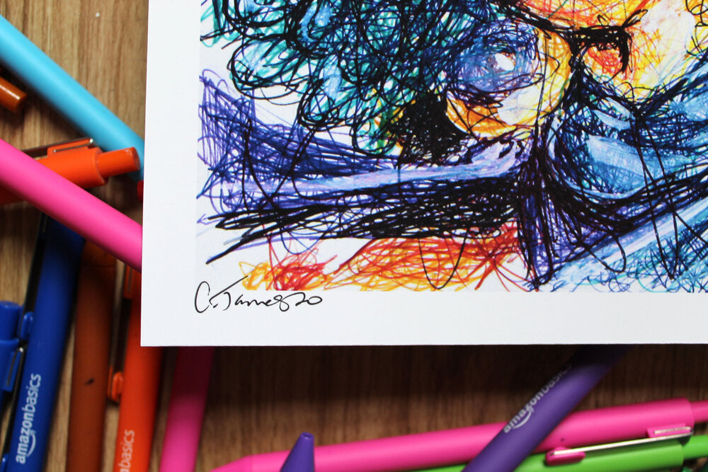 Dark Pit Ballpoint Pen Scribble Art Print-Cody James by Cody