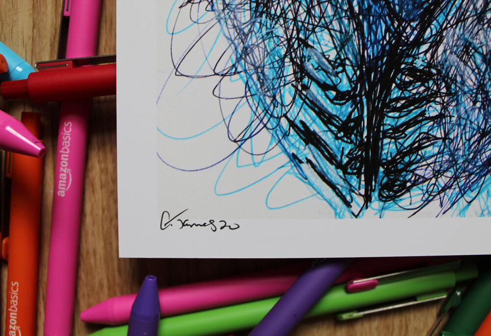 Dark Samus Ballpoint Pen Scribble Art Print-Cody James by Cody