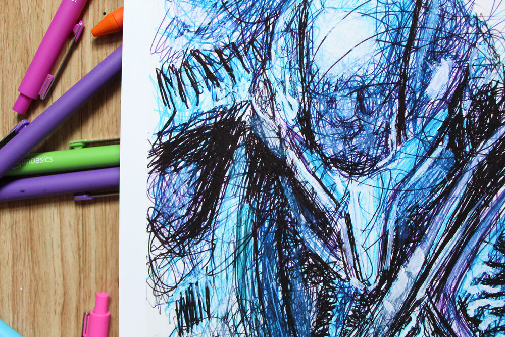 Dark Samus Ballpoint Pen Scribble Art Print-Cody James by Cody