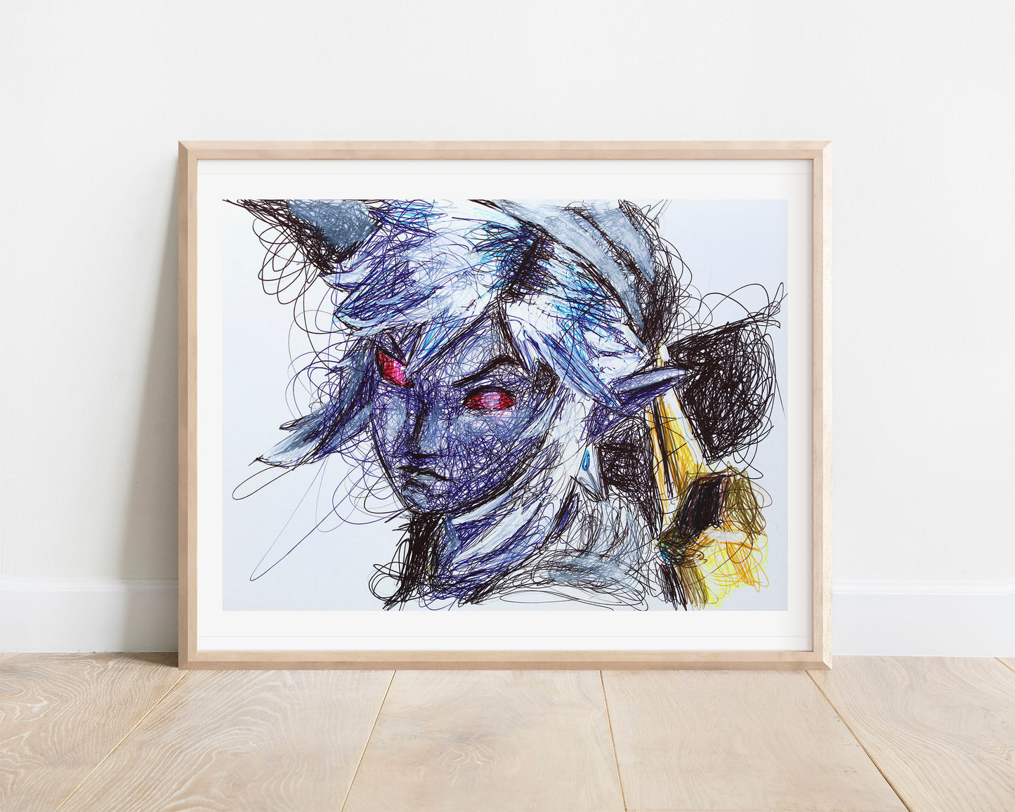 Dark Link Ballpoint Pen Scribble Art Print