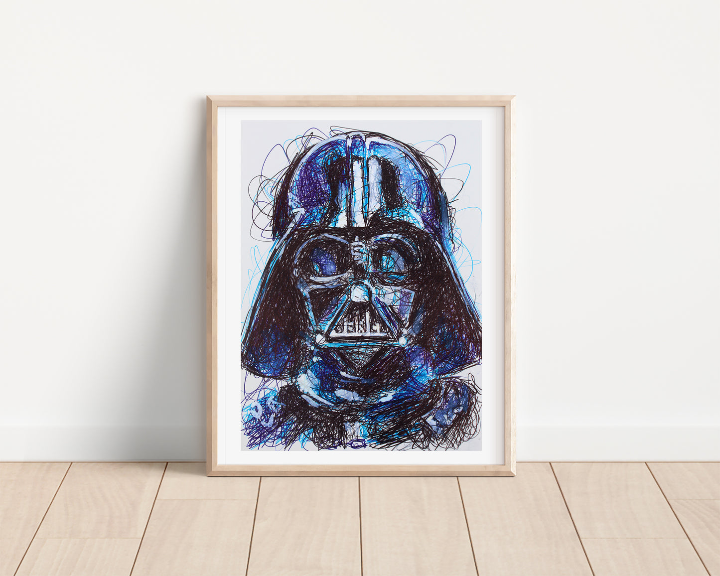 Darth Vader Ballpoint Pen Scribble Art Print