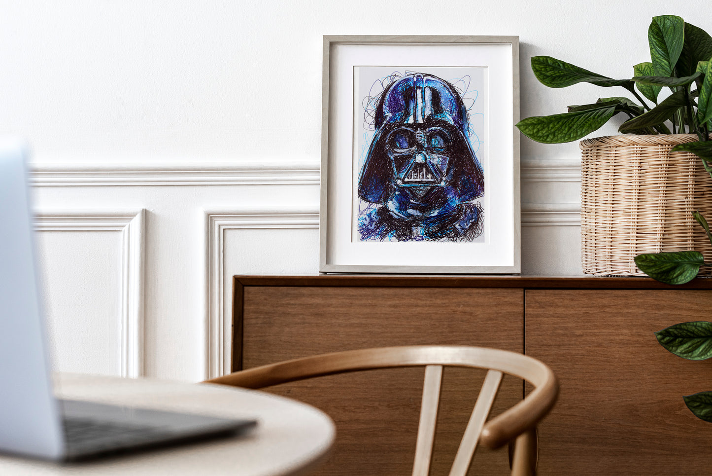 Darth Vader Ballpoint Pen Scribble Art Print