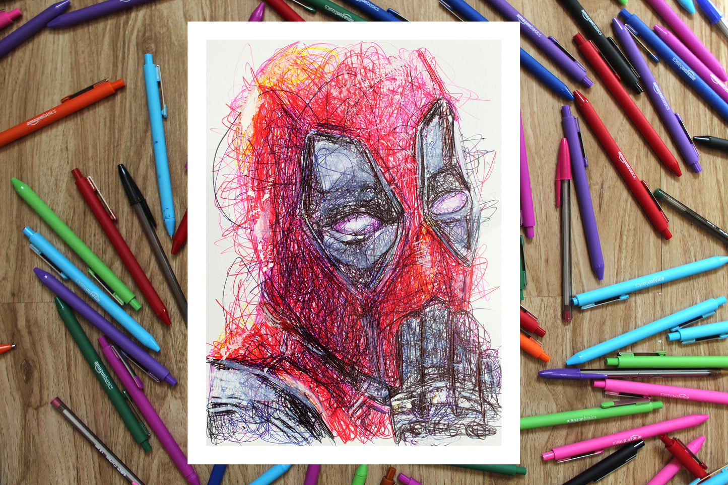 Dead Pool Ballpoint Pen Scribble Art Print