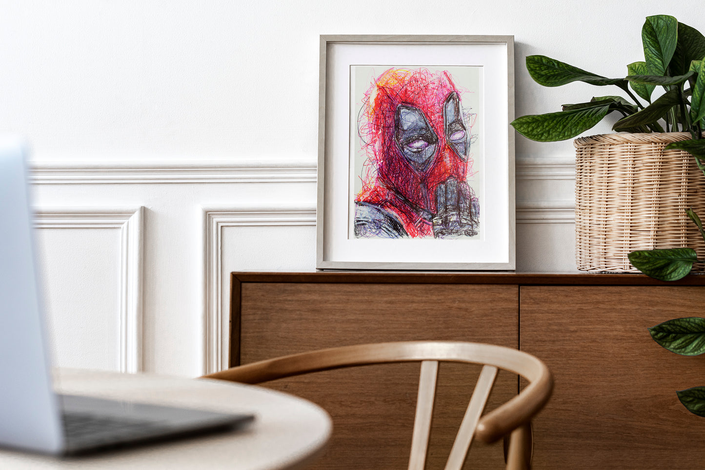 Dead Pool Ballpoint Pen Scribble Art Print