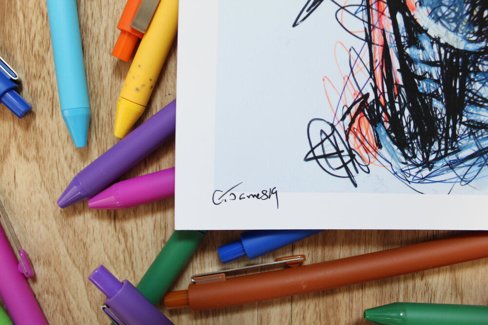 Death Stroke Ballpoint Pen Scribble Art Print-Cody James by Cody