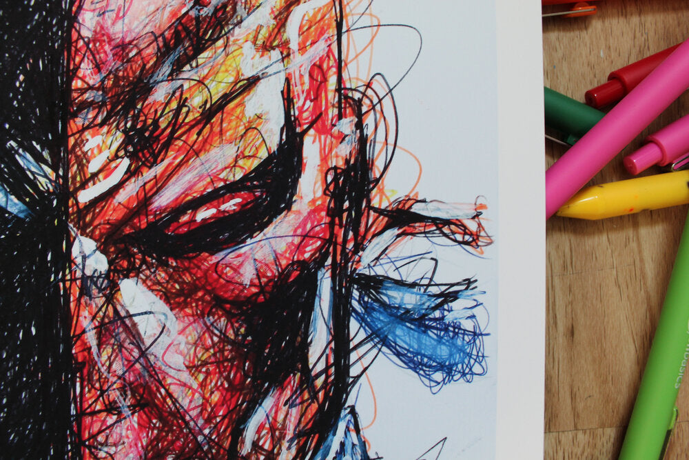 Death Stroke Ballpoint Pen Scribble Art Print-Cody James by Cody